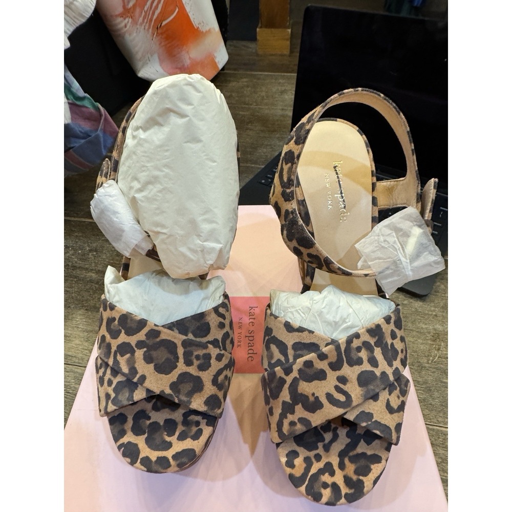 Kate Spade New York Grace Tawny leopard print platform sandals Size 7.5 - Picture 4 of 11
